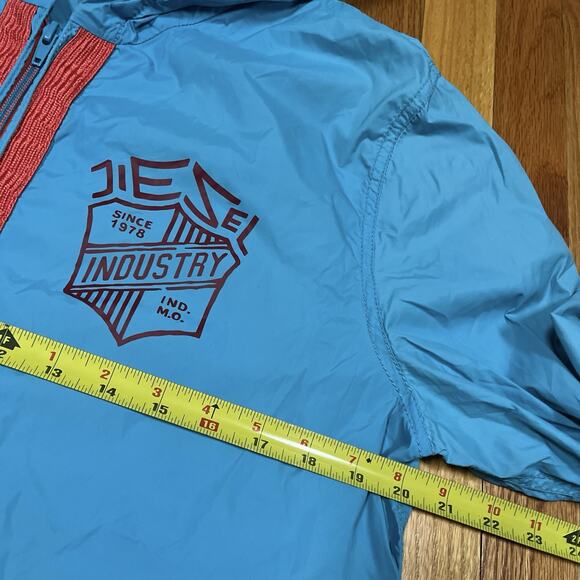 Diesel Lightweight Windbreaker Jacket Zip Medium Blue Never Forget See Note - Picture 5 of 10